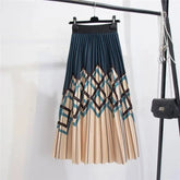 Chic Pleated Skirt with Geometric Pattern for Fashionable Women - Himpall